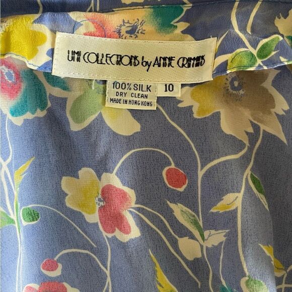 Uni Collections 100% silk floral button up short sleeve shirt blouse sz 10 - Picture 6 of 6